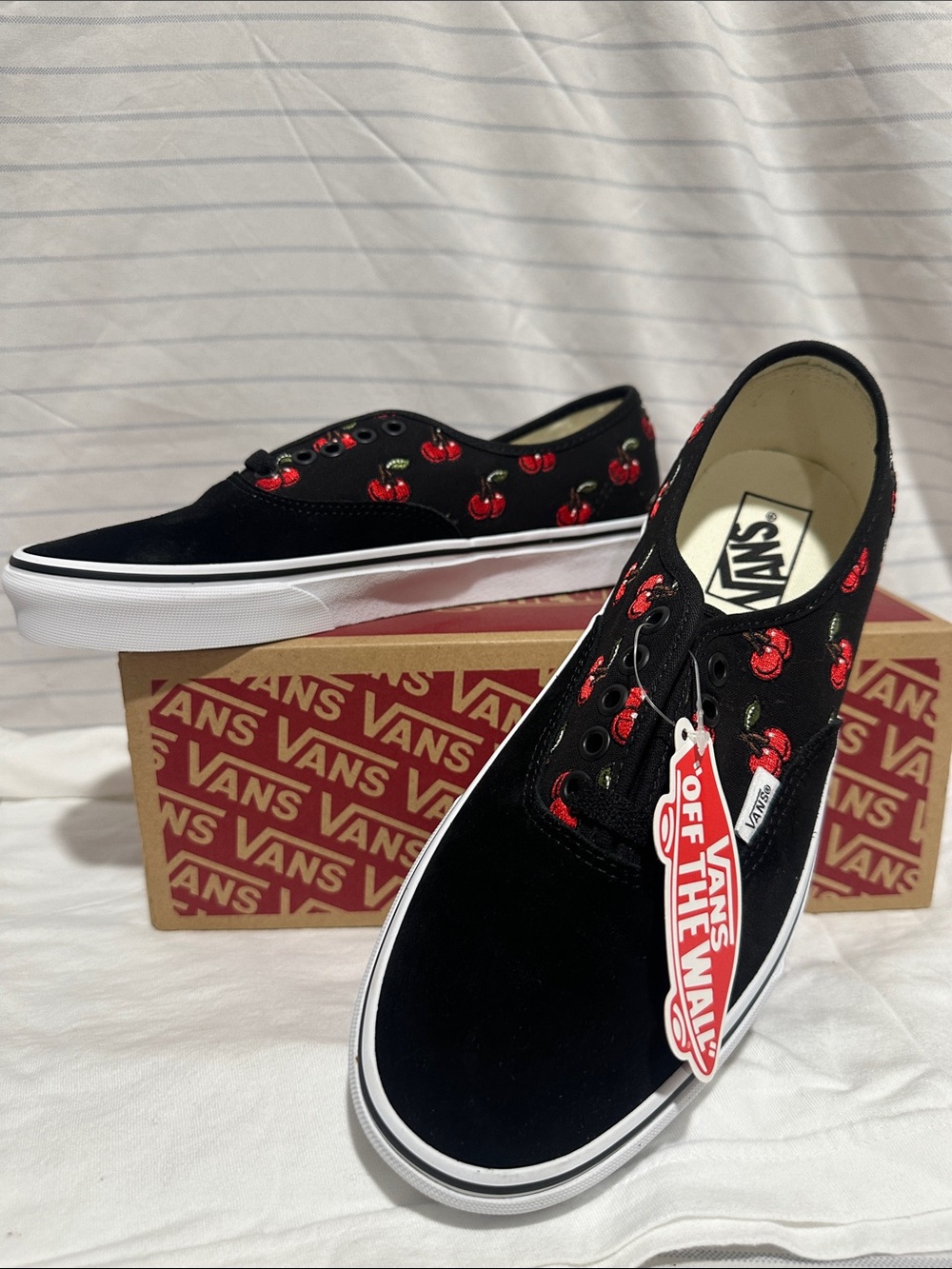 Vans Black Sneakers with Red Cherry Embroidery